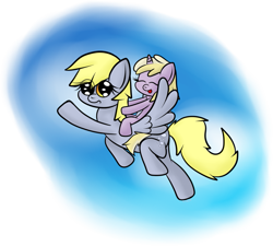 Size: 943x847 | Tagged: safe, artist:chibi95, derpy hooves, dinky hooves, pegasus, pony, equestria's best mother, female, flying, mare, riding