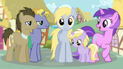 Size: 8000x4515 | Tagged: safe, artist:jonathanmdful, amethyst star, derpy hooves, dinky hooves, doctor whooves, ponet, sparkler, pegasus, pony, absurd resolution, equestria's best daughter, equestria's best mother, equestria's other best daughter, female, mare, ponyville, underp