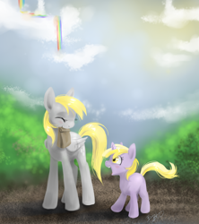 Size: 600x676 | Tagged: safe, artist:madcookiefighter, derpy hooves, dinky hooves, pegasus, pony, equestria's best mother, female, mare