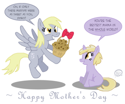 Size: 1374x1145 | Tagged: safe, artist:unclescooter, derpy hooves, dinky hooves, pegasus, pony, equestria's best daughter, equestria's best mother, female, mare, mother's day, muffin