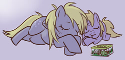 Size: 668x323 | Tagged: safe, derpy hooves, dinky hooves, frog, pegasus, pony, ask derpyhooves, equestria's best mother, female, mare, sleeping, tumblr