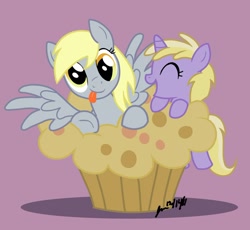 Size: 840x773 | Tagged: safe, artist:scruffytoto, derpy hooves, dinky hooves, pegasus, pony, drawing, equestria's best mother, female, mare, muffin