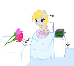 Size: 642x579 | Tagged: safe, artist:rainbowdrider, derpy hooves, dinky hooves, pony, baby, baby pony, electrocardiogram, equestria's best mother, flower, foal, hospital, text, underp