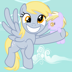 Size: 5000x5000 | Tagged: safe, artist:beavernator, derpy hooves, dinky hooves, pony, absurd resolution, baby, baby pony, cute, equestria's best mother, filly, grin, happy