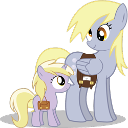 Size: 700x700 | Tagged: safe, artist:chubble-munch, derpy hooves, dinky hooves, pegasus, pony, equestria's best mother, female, mail, mailpony, mare