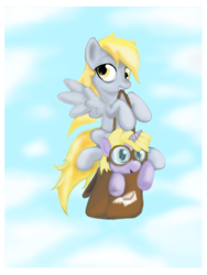 Size: 768x1024 | Tagged: safe, artist:gunslingerpen, derpy hooves, dinky hooves, pegasus, pony, equestria's best mother, female, mare