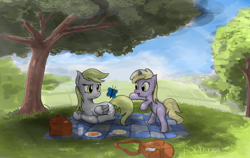 Size: 2364x1492 | Tagged: safe, artist:pterocorn, derpy hooves, dinky hooves, pegasus, pony, equestria's best mother, female, mare