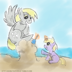 Size: 500x500 | Tagged: safe, artist:askmutesparkle, derpy hooves, dinky hooves, pegasus, pony, 30 minute art challenge, equestria's best mother, female, mare