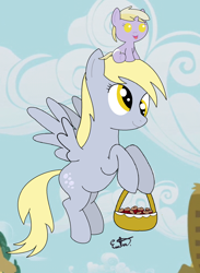 Size: 1280x1752 | Tagged: safe, artist:estevangel, derpy hooves, dinky hooves, baby, equestria's best mother, filly