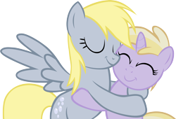 Size: 4478x3046 | Tagged: safe, artist:astringe, derpy hooves, dinky hooves, pegasus, pony, equestria's best mother, female, happy, hug, mare, mother and child, mother and daughter, parent and child, simple background, transparent background, vector