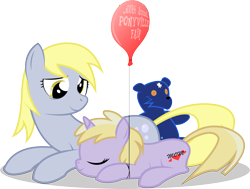 Size: 2845x2150 | Tagged: safe, artist:emkay-mlp, derpy hooves, dinky hooves, pegasus, pony, ursa minor, equestria's best mother, female, high res, mare