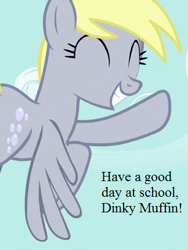 Size: 324x432 | Tagged: safe, edit, edited screencap, screencap, derpy hooves, no second prances, cropped, cute, derpabetes, equestria's best mother, implied dinky, smiling