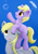 Size: 840x1200 | Tagged: safe, artist:redquoz, derpy hooves, dinky hooves, pegasus, pony, unicorn, atg 2018, bubble, cloud, cute, day12, dinkabetes, duo, duo female, equestria's best daughter, equestria's best mother, female, filly, like mother like daughter, mare, mother and child, mother and daughter, newbie artist training grounds, parent and child, sky, smiling, tongue out