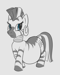 Size: 732x900 | Tagged: safe, artist:okiedokielowkey, zecora, zebra, belly, fat, female, simple background, solo, zecobese