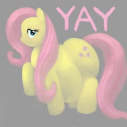 Size: 1200x1200 | Tagged: safe, artist:arkveveen, fluttershy, pegasus, pony, fat, fattershy, solo, yay