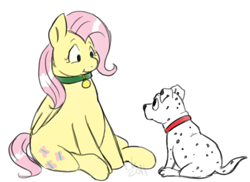 Size: 960x699 | Tagged: dead source, safe, artist:cartoonlion, fluttershy, dog, pegasus, pony, 101 dalmatians, crossover, dalmatian, disney, fat, fattershy, rolly