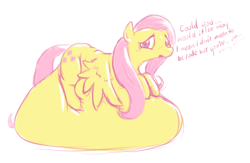 Size: 622x405 | Tagged: safe, artist:saphiros, fluttershy, pegasus, pony, belly, belly bed, fat, fattershy, immobile, impossibly large belly