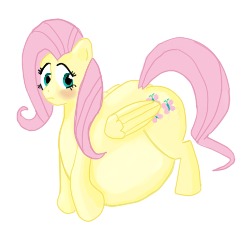 Size: 250x248 | Tagged: artist needed, safe, fluttershy, pegasus, pony, belly, blushing, embarrassed, fat, fattershy, oh my
