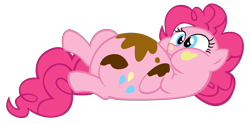 Size: 6028x3000 | Tagged: safe, artist:bronyboy, pinkie pie, earth pony, pony, mmmystery on the friendship express, adorafatty, big belly, bloated, cake, chubby, chubby cheeks, cute, diapinkes, fat, pudgy pie, simple background, solo, stuffed, transparent background, vector