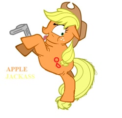 Size: 450x437 | Tagged: safe, artist:mushroomcookiebear, applejack, earth pony, pony, fat, female, jackass, mare, solo