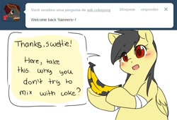 Size: 646x438 | Tagged: safe, oc, oc only, oc:banana scent, oc:coke pony, original species, banana, chubby, fat, tumblr