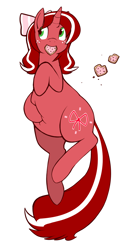 Size: 782x1546 | Tagged: safe, artist:redintravenous, oc, oc only, oc:red ribbon, bow, chubby, eating, fat, poptart