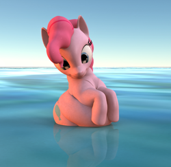 Size: 590x573 | Tagged: safe, artist:eggo81194, pinkie pie, earth pony, pony, 3d, belly, chubby, fat, floating, plot, pudgy pie, water