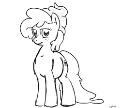 Size: 862x768 | Tagged: safe, artist:nasse, oc, oc only, food pony, original species, chubby, fat, monochrome, pastry, pastry pony, solo