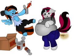 Size: 3507x2550 | Tagged: safe, artist:php33, oc, oc only, oc:volt biohazard, pony, beans, blushing, fart, fat, male, weight gain