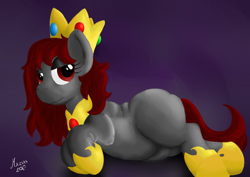 Size: 1000x707 | Tagged: safe, artist:darkhestur, oc, oc only, oc:queen frau, chubby, fat, solo