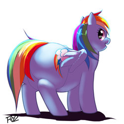 Size: 3600x3600 | Tagged: safe, artist:trinity-fate62, rainbow dash, pegasus, pony, backwards cutie mark, chubby, fat, large butt, plot, rainblob dash, rainbutt dash, solo, tubby wubby pony waifu