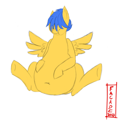 Size: 804x820 | Tagged: safe, artist:facade, oc, oc only, oc:lemonpuffs, pegasus, pony, chubby, fat, solo