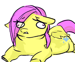 Size: 600x500 | Tagged: safe, artist:catfox, fluttershy, pegasus, pony, fat, female, mare, solo