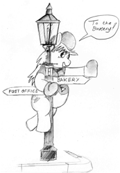 Size: 1632x2353 | Tagged: safe, oc, oc only, oc:pit pone, pony, ask, bipedal, chubby, fat, gas lamp, lamp post, lamppost, monochrome, solo, tumblr