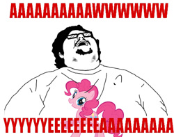 Size: 580x456 | Tagged: safe, pinkie pie, earth pony, pony, aw yeah, brony, euphoric, fat, meme, neckbeard, rage face, reaction image, stock vector