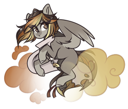 Size: 1050x900 | Tagged: safe, artist:crimmharmony, oc, oc only, oc:dusty twine, pegasus, pony, clothes, dust, flying, jewelry, leaf, looking back, male, necklace, scarf, simple background, solo, stallion, transparent background