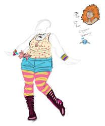 Size: 816x979 | Tagged: safe, artist:alittleriddle, pinkie pie, human, clothes, design, element of laughter, fat, humanized, shorts, simple background, socks, solo, striped socks, transparent background