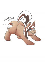 Size: 1280x1765 | Tagged: safe, artist:zacharyisaacs, oc, oc only, oc:hot fudge, pony, unicorn, bedroom eyes, butt shake, chubby, fat, jiggle, plot, solo, twerking