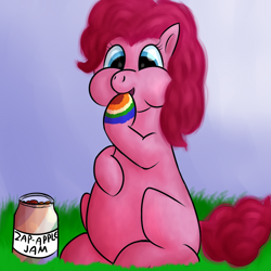 Size: 1000x1000 | Tagged: safe, artist:ponyway, pinkie pie, earth pony, pony, fat, solo, zap apple jam