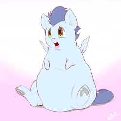 Size: 1280x1280 | Tagged: safe, artist:cold-blooded-twilight, soarin', blob, chubby, fat, solo, tongue out, underhoof