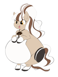 Size: 981x1288 | Tagged: safe, artist:sb, oc, oc only, oc:double stuf, pony, big belly, bipedal, fat, solo