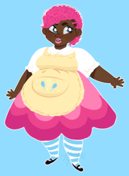 Size: 662x905 | Tagged: safe, artist:loweru, pinkie pie, human, dark skin, fat, humanized, solo, undercut, unfortunate implications