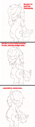 Size: 532x1897 | Tagged: safe, artist:thecherrysodaaskblog, oc, oc only, oc:cherry soda, belly, butt touch, chubby, comic, fat, female, hoof on butt, looking back, nervous, shy, solo, thanksgiving, tooth, tumblr, tumblr:thecherrysodaaskblog, weight gain