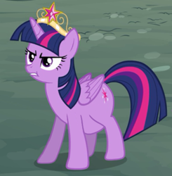 Size: 429x438 | Tagged: safe, artist:varemia, edit, edited screencap, screencap, twilight sparkle, twilight sparkle (alicorn), alicorn, pony, princess twilight sparkle (episode), angry, big crown thingy, chubby, crown, fat, fat edit, female, jewelry, mare, princess twilard, regalia, solo, twilard sparkle