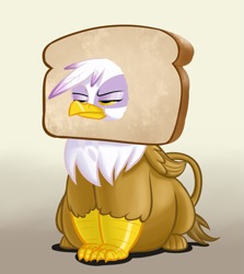 Size: 1067x1195 | Tagged: safe, artist:calorie, gilda, griffon, belly, bread, bread head, breading, fat, gildough, unamused