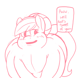 Size: 1280x1280 | Tagged: safe, artist:fatponi, nurse redheart, ask, blushing, dialogue, fat, nurse roundheart, solo, tumblr