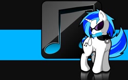 Size: 1280x800 | Tagged: safe, artist:shnider, dj pon-3, vinyl scratch, pony, unicorn, collar, female, glowstick, mare, mouth hold, solo, wallpaper