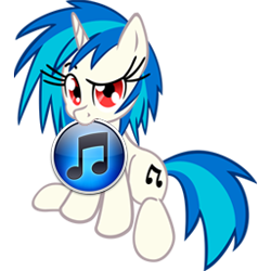 Size: 256x256 | Tagged: safe, artist:blues27xx, dj pon-3, vinyl scratch, pony, unicorn, computer icon, female, icon, itunes, mare, mouth hold, simple background, sitting, solo, transparent background