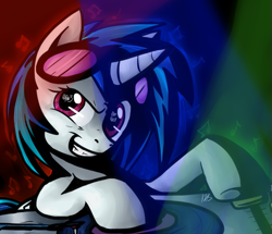 Size: 599x515 | Tagged: dead source, safe, artist:imp-oster, dj pon-3, vinyl scratch, pony, unicorn, female, mare, turntable