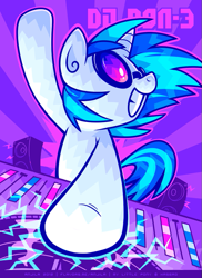 Size: 583x800 | Tagged: safe, artist:anjila, dj pon-3, vinyl scratch, pony, unicorn, female, glasses, mare, mixing console, solo